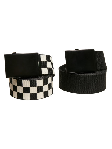 Check And Solid Canvas Belt 2-Pack black/offwhite