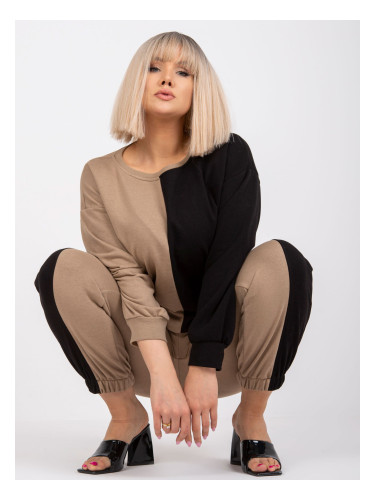 Dark beige and black plus size sweatshirt from Amishi