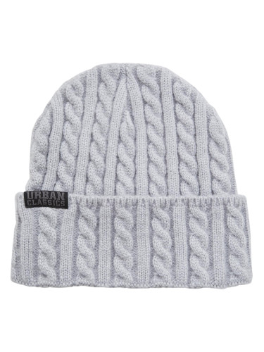 Cable knitted cap heathergrey