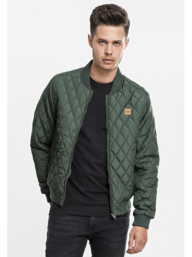 Diamond Quilt Nylon Jacket Olive