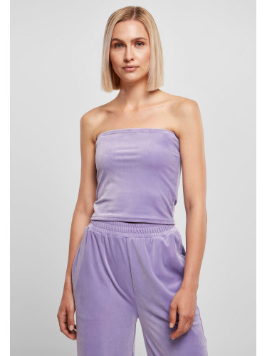 Ladies Short Velvet Tube Top Lavender