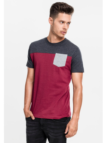 3-Tone Pocket T-Shirt Burgundy/Cha/Grey