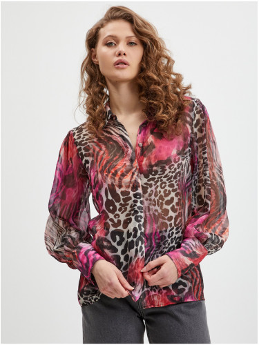 Dark pink Ladies Patterned Shirt Guess Raven - Women