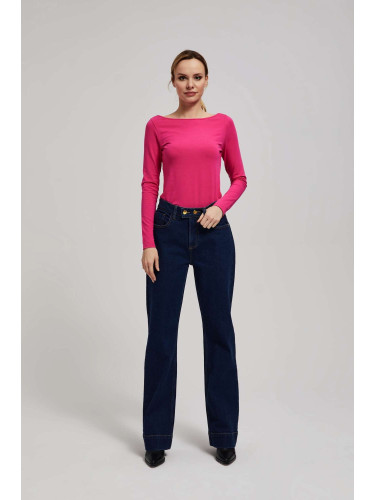 Marisse Mid-Rise Wide-Leg Jeans In Navy Blue