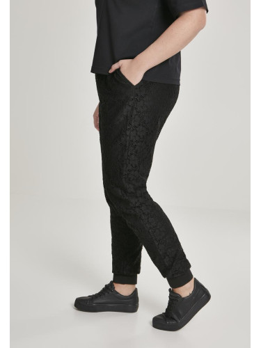 Women's Lace Jersey Jog Pants Black