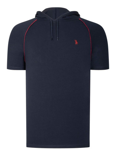 T8570 DEWBERRY HOODED MEN'S T-SHIRT-PLAIN NAVY BLUE