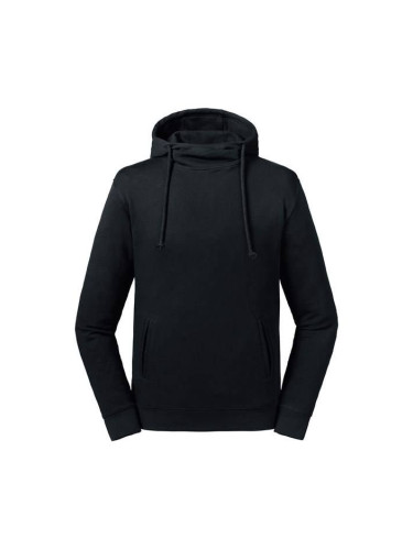 Black Unisex Sweatshirt Pure Organic High Collar Hooded Sweat Russell