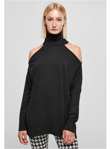 Ladies' turtleneck sweater on the shoulders, black