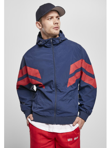 Crinkle Panel Track Jacket Navy Blue/Urban Red