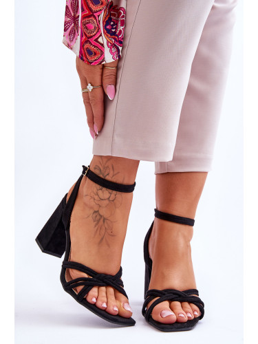 Boto Класически велурени сандали на ток Черни Bernett