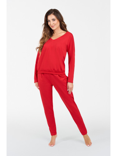 Karina women's tracksuit with long sleeves, long pants - red