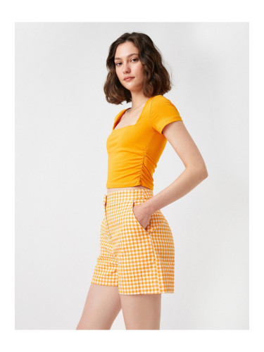 Koton Square Collar T-Shirt Short Sleeve Cotton