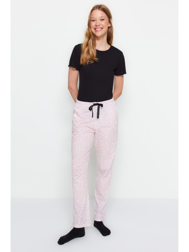 Trendyol Black-Multicolored Floral Tshirt-Pants Knitted Pajamas Set