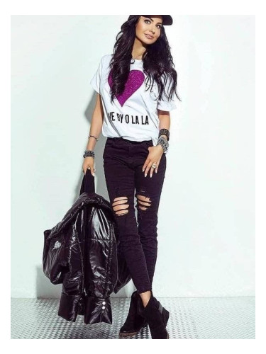 Black classic jeans with numerous abrasions By o la la