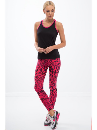 Sports leggings Amaranth with leopard print