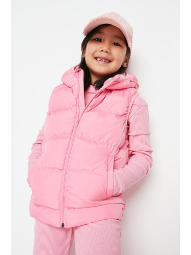 Trendyol Pink Hooded Girls' Pocket Detailed Puffer Vest