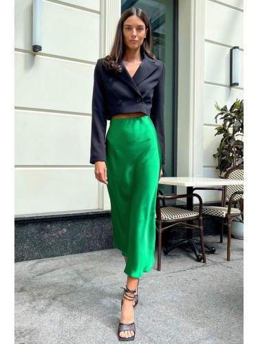 Madmext Light Green Basic Long Satin Skirt