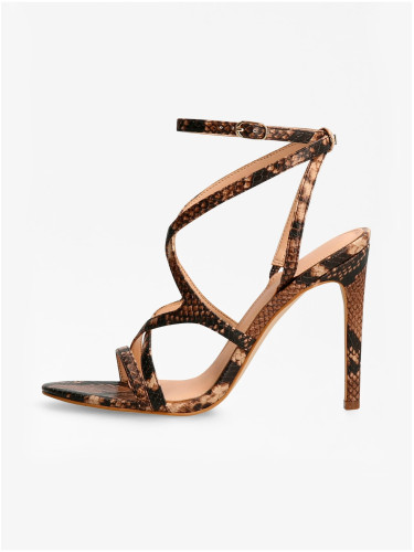 Brown patterned heeled sandals Guess Fennela 2