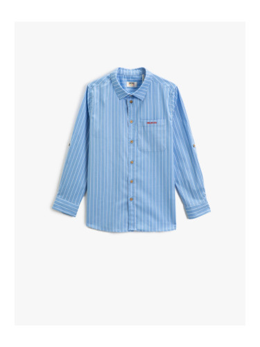 Koton Shirt Long Sleeve Single Pocket Embroidered Detailed