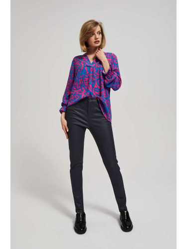 Marisse Waxed Skinny Trousers, Gray