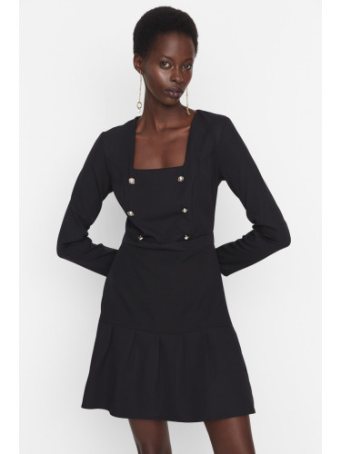 Trendyol черна закопчана тъкана рокля