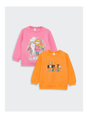 LC Waikiki Crew Neck Long Sleeve Printed Baby Girl Sweatshirt 2 Pack