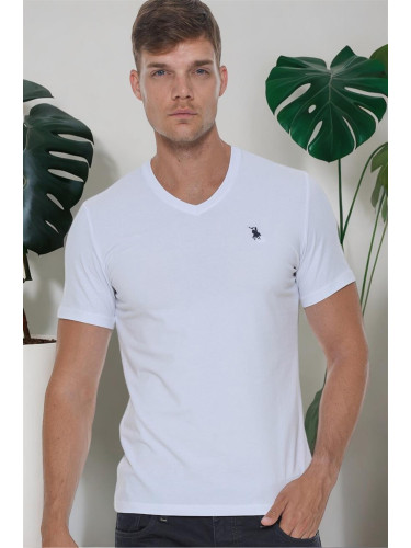 T8568 DEWBERRY V-NECK MEN'S T-SHIRT-LIGHT WHITE