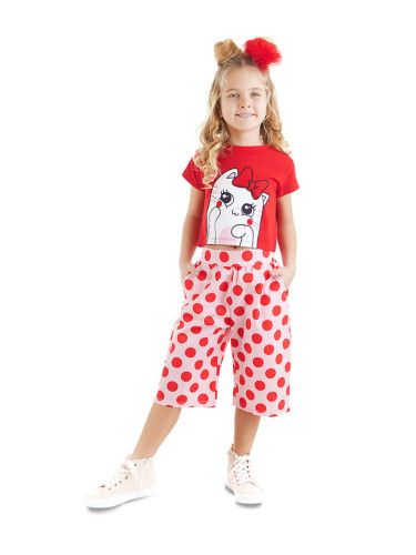 Denokids Ponchik Cat Girl Kids T-shirt Capri Shorts Set