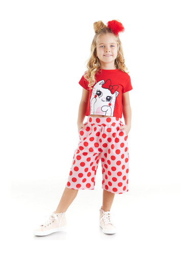 Denokids Ponchik Cat Girls T-shirt Capri Shorts Set