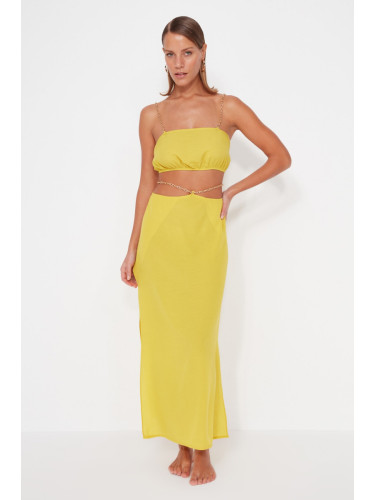 Trendyol Oil Green Woven Accessory Blouse Skirt Set