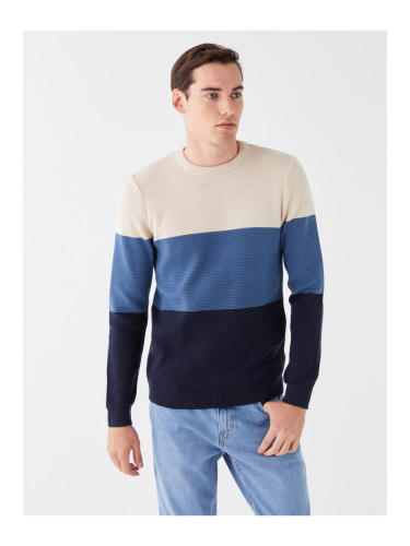 LC Waikiki Crew Neck Long Sleeve Color Block Men's Knitwear Sweater