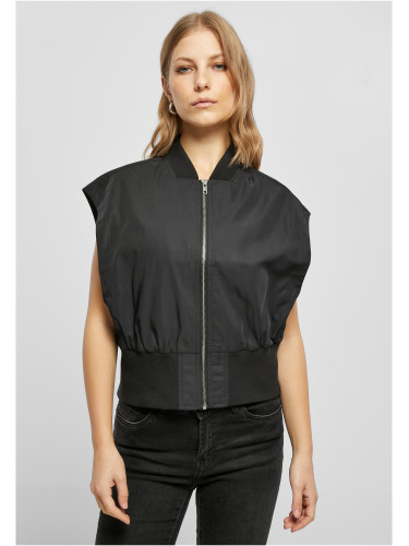Women's Recycled Short Bomber Vest Black