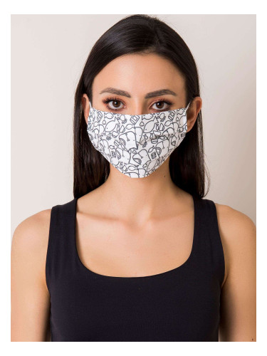 Black and white protective mask with print
