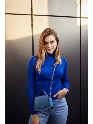 Lady's fitted cornflower turtleneck