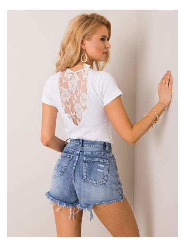 White T-shirt with lace on the back