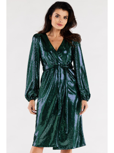 Awama Woman's Dress A564 Green/Dots