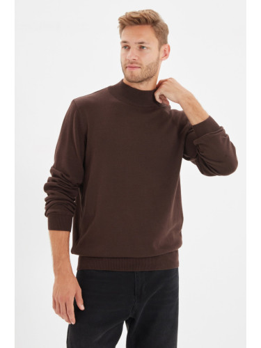 Trendyol Brown Slim Fit Cotton Half Turtleneck 100% Cotton Basic Sweater