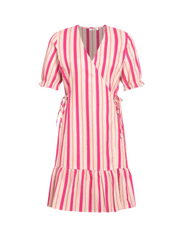 Pink Striped Wrap Linen Dress ORSAY - Women