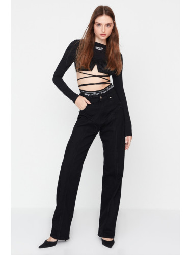 Trendyol X Sagaza Studio Черни дънки с широк крак