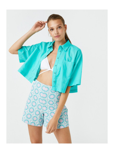 Koton Oversize Crop Shirt Linen Blended