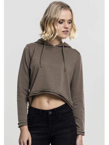 Women's Military Color Cropped Terry Hoody