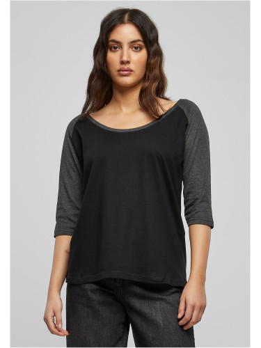Women's 3/4 contrast raglan t-shirt black/charcoal