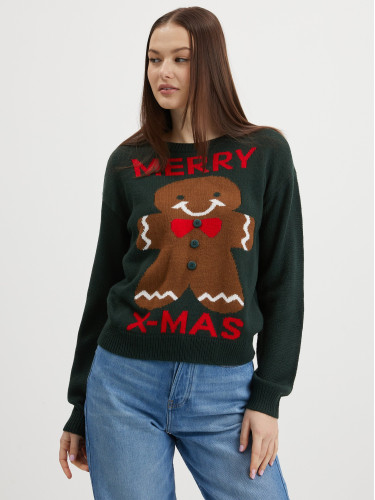 Dark Green Women's Christmas Sweater JDY Cookie
