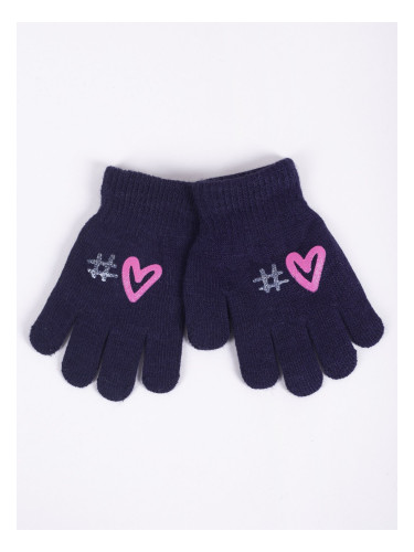 Yoclub Kids's Girls' Five-Finger Gloves RED-0012G-AA5A-008 Navy Blue