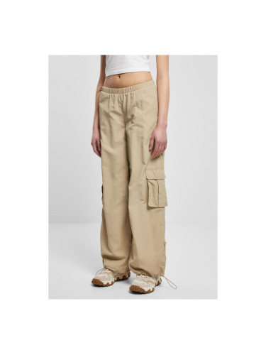 Ladies Wide Crinkle Nylon Cargo Pants Concrete