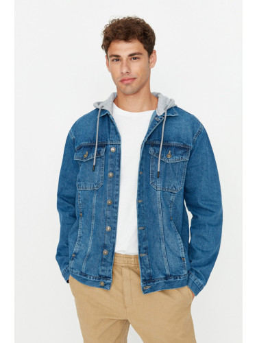 Trendyol Indigo Regular Fit Knitted Hooded Denim Jacket