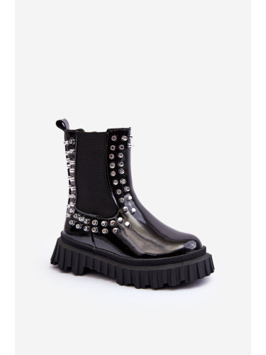 Блестящи боти до глезена за момичета с кристали