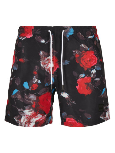 Swimsuit pattern shorts black rose aop
