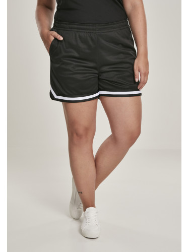 Women's Stripes Mesh Hot Pants Black