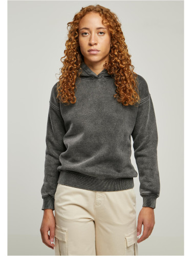 Women's Black Hooded Stone Washed